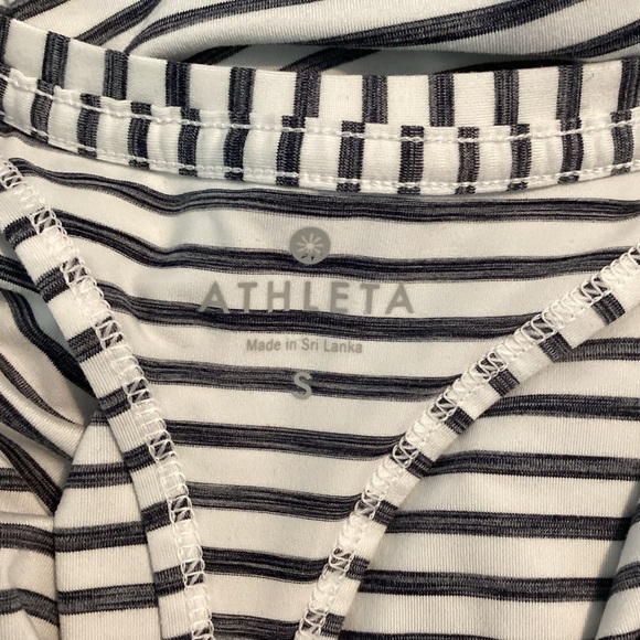 Athleta High Neck Heather Stripe Chi Tank Size S Navy Striipe - Picture 6 of 7